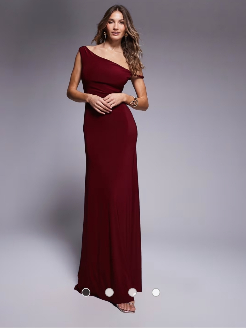 ASOS One-Shoulder Maxi Dress in Burgundy